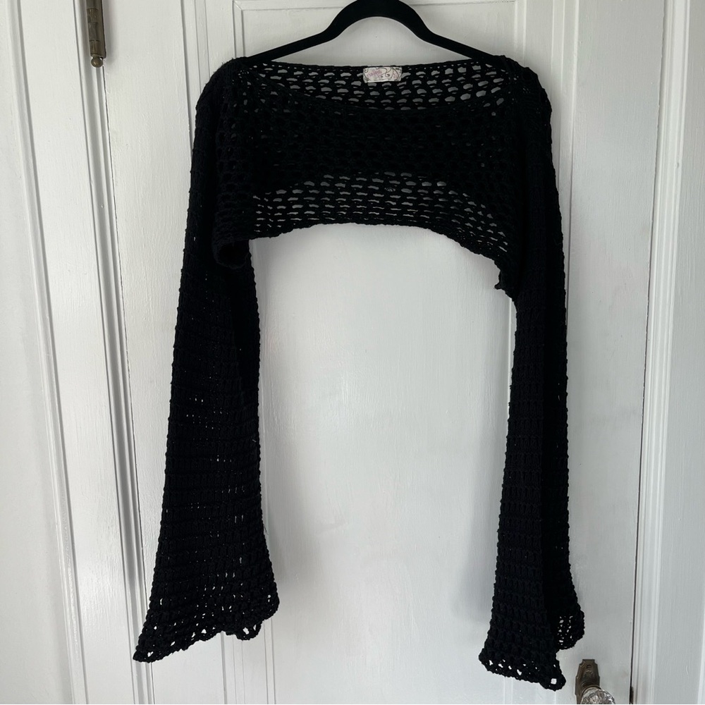 Free People Hayley Crochet Bolero Shrug Shawl Sweater M/L